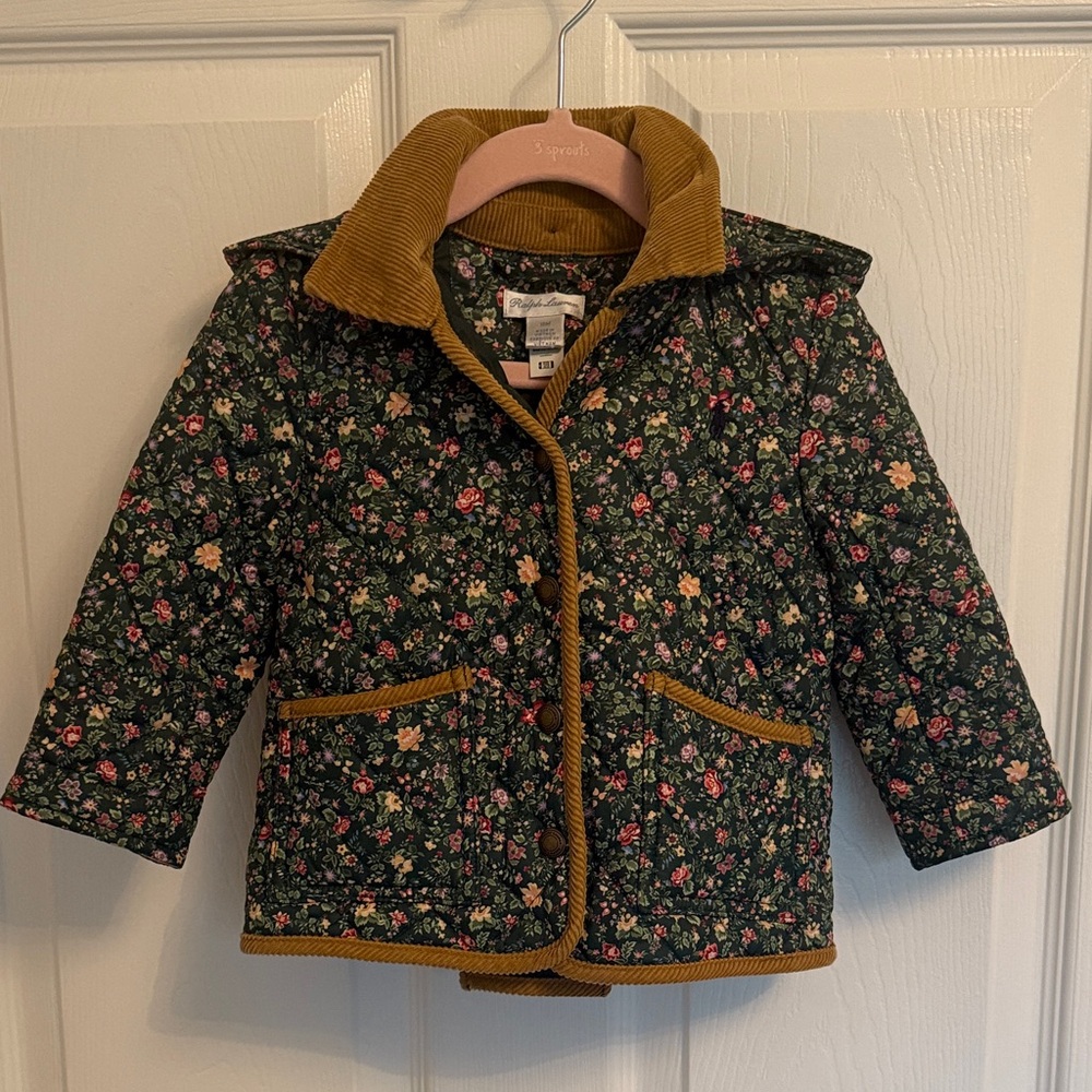 Ralph Lauren Kids Floral Quilted Jacket - Green and Brown